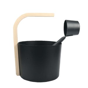 Ceber wiadro do sauny aluminiowe czarne z chochlą