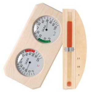 Termometr higrometr + klepsydra do sauny z drewna sosnowego