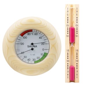 Termometr higrometr Okrągły + klepsydra do sauny *