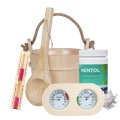 Zestaw startowy do sauny premium - wiadro 5 l, termometr higrometr, klepsydra, mentol