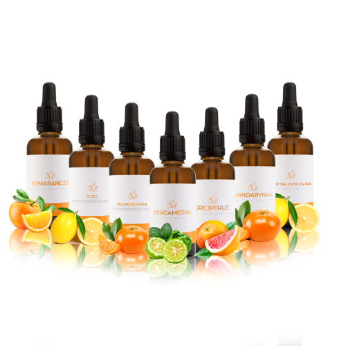 Olejki eteryczne do sauny zestaw olejków cytrusowych 7 x 50 ml