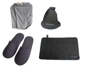ZESTAW DO SAUNY KILT MATA CZAPKA  KAPCIE SZARY