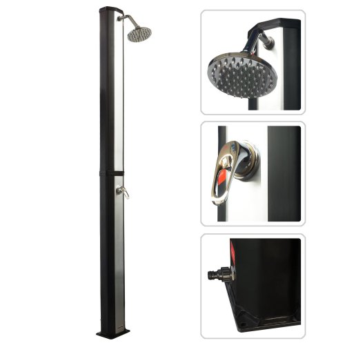 Prysznic ogrodowy basenowy solarny z aluminium 40 l ciepłej wody + kranik do stóp