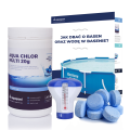 Zestaw Chlor do basenu tabletki BLUE 20g 1 kg + dozownik z termometrem