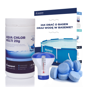 Zestaw Chlor do basenu tabletki BLUE 20g 1 kg + dozownik z termometrem