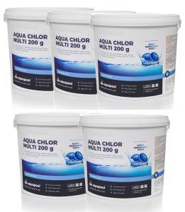 Chlor tabletki do basenu Blue 200g niebieska woda 5 x 5 kg