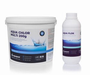 CHLOR  W TABLETKACH DO BASENU 6w1 200g 3 kg  + FLOKULANT 1 l 
