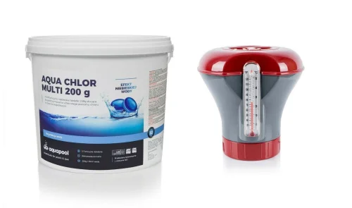 Tabletki do basenu chlor 5 kg BLUE 200 g + dozownik duży z termometrem