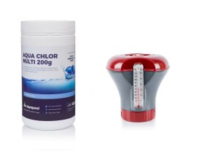 Tabletki do basenu chlor 1 kg BLUE 200g + dozownik duży z termometrem