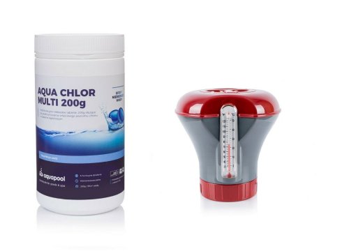 Tabletki do basenu chlor 1 kg BLUE 200 g + dozownik duży z termometrem