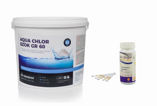 Chlor szok w granulacie do basenu  3 kg + tester paskowy