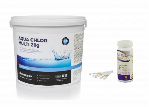 Chlor multi tabletki do basenu  20 g 5 kg + tester paskowy do chloru i pH