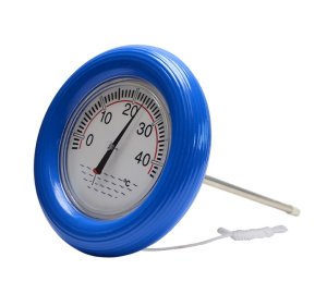 Termometr do basenu niebieski okrągły z sondą i sznurkiem